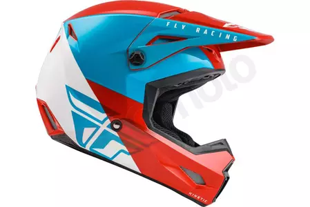 Fly Racing Kinetic Straight Edge cross enduro motorcykelhjälm vit röd blå XL-2