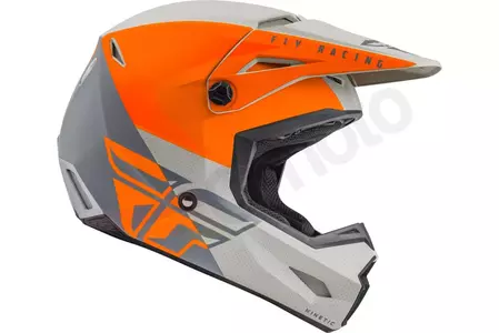 Kask motocyklowy dziecięcy cross enduro Fly Racing Kinetic Straight Edge szaro pomarańczowy YM-2
