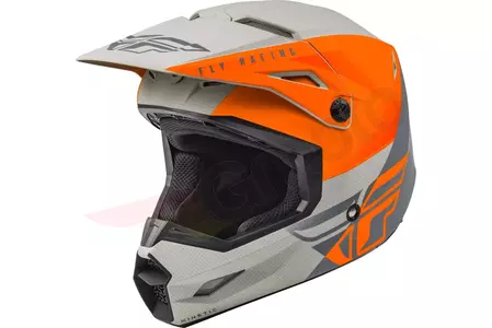 Kask motocyklowy dziecięcy cross enduro Fly Racing Kinetic Straight Edge szaro pomarańczowy YL-1
