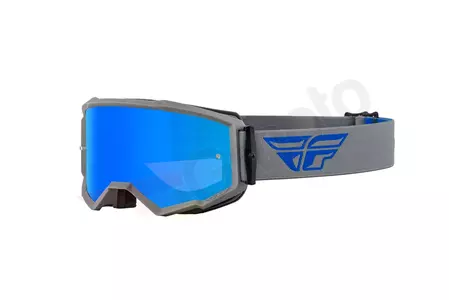 Fly Racing Zone cross enduro aizsargbrilles pelēki zilas ar spoguļstiklu zilas krāsas - 37-51495