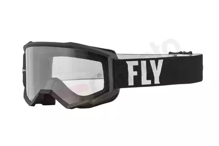 Occhiali Fly Racing Focus cross enduro bianco nero vetro trasparente