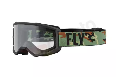 Fly Racing cross enduro bril Focus camo zwart en groen heldere lens-1