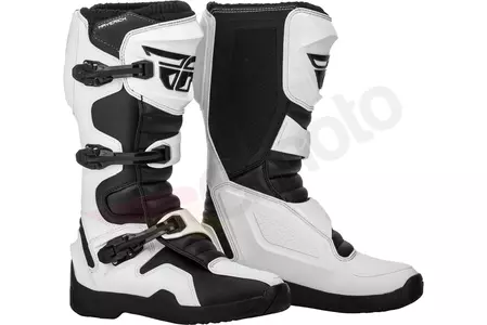 Fly Racing Maverik branco/preto 7 botas de motociclismo cross enduro - 364-67507