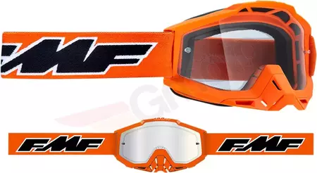 Óculos de proteção para motociclistas FMF Youth Powerbomb Rocket Laranja com lentes transparentes-2