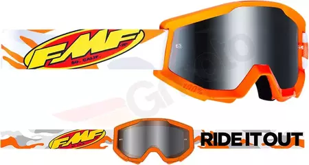 FMF jaunimo motociklininko akiniai Powercore Assault Orange veidrodinis stiklas sidabrinis-2