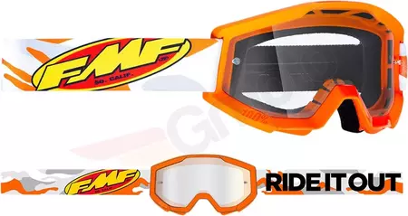 FMF Mládežnícke okuliare na motorku Powercore Assault Orange transparentné sklo-2