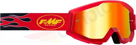 FMF Ochelari de protecție pentru motociclete pentru tineret Powercore Flame Red cu geamuri oglindite-1