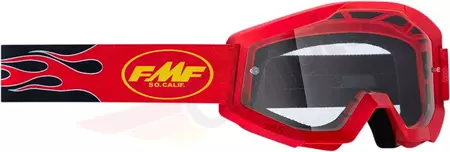 FMF Youth motorcykelglasögon Powercore Flame Red genomskinligt glas-1