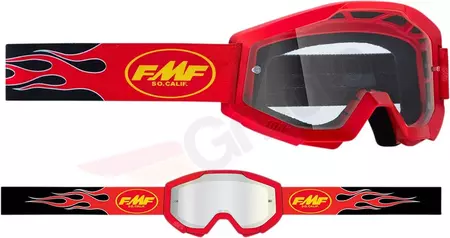 FMF Mládežnícke okuliare na motorku Powercore Flame Red priehľadné sklo-2