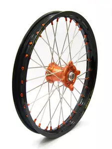 Täydellinen etupyörä Kite Elite 21x1.6 alumiini musta-oranssi
