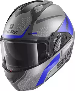 Shark Evo-GT Encke grå/blå/sort motorcykelkæbehjelm M-1