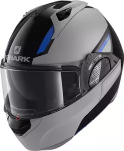 Capacete de motociclista Shark Evo-GT Sean preto/cinzento/azul com maxilar M-1