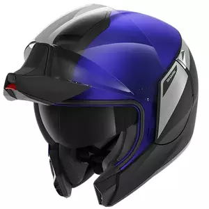 Capacete de motociclista Shark Evojet Karonn preto/azul/prateado XL maxilar-3