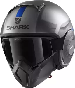Capacete aberto Shark Street-Drak Tribute RM para motociclistas cinzento/azul M-1