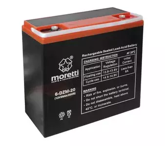 Gelbatteri 12V 20Ah 6-DZM-20 Moretti elektrisk skoter - AKUSUN009