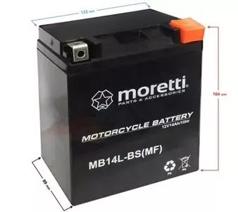 Batteri 12V 12 Ah AGM Gel MB14L-BS MF YB14L-BS Moretti-2