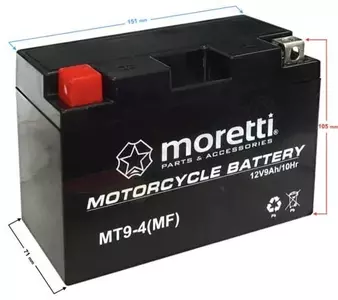 Bateria de gel 12V 9 Ah AGM Gel MT9-4 YT9-4 Moretti-2