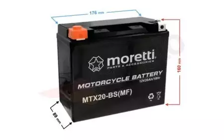 Batería AGM Gel 12V 20 Ah MTX20-BS YTX20-BS Moretti-3