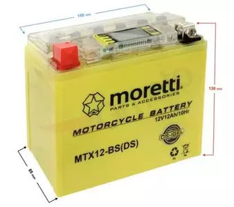 AGM Gel 12V 10 Ah Moretti AGM Gel 12V YTX12-BS akkumulátor kijelzővel-2