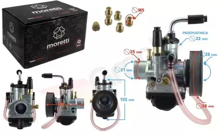 Carburador Moretti AM6 50cm3 2T p.22mm aspiración manual-2