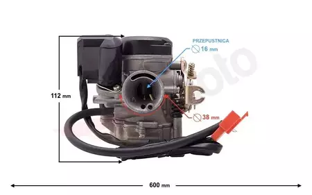 Carburatore Moretti GY6 50cm3 4T p.16 mm aspirazione automatica coperchio in plastica-2