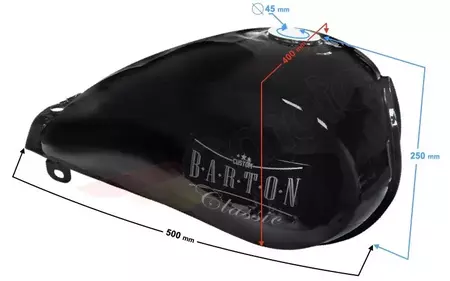 Rezervoar za gorivo črn Barton Classic 125 za vbrizgavanje - ZPASEN014