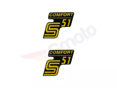 Schriftzug S51 Comfort Folie / Aufkleber schwarz - gelb 2 Stk. Simson S51