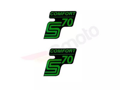 Schriftzug S70 Comfort Folie / Aufkleber schwarz - grün 2 Stück für Simson S70