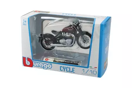 Motorcykel Triumph Bonneville Bobber Deep Red model 1:18 BBurago-4