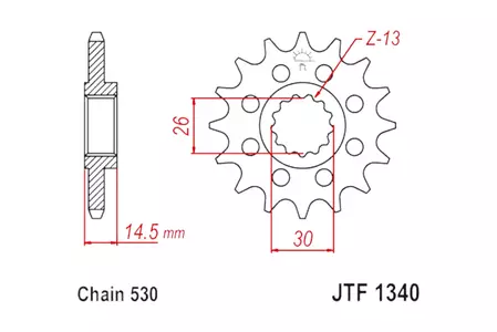 Pignone anteriore JT JTF1340.18, 18z misura 530 - JTF1340.18