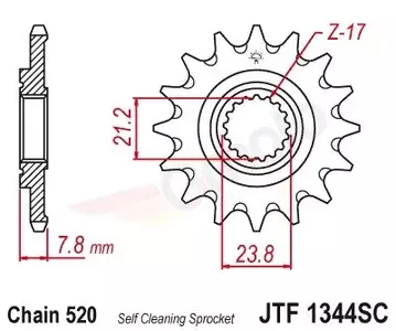 Μπροστινό γρανάζι JT JTF1344.13SC, 13z μέγεθος 520 αυτοκαθαριζόμενο - JTF1344.13SC