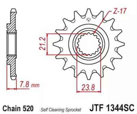 Pinion față JT JT JTF1344.13SC, 13z dimensiune 520 cu autocurățare-2