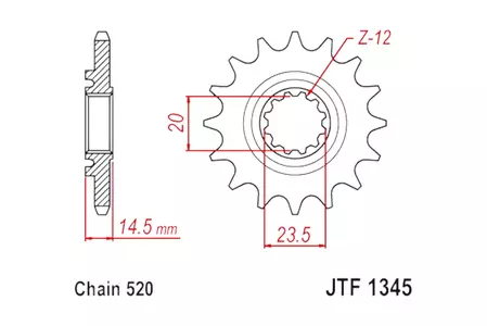 JT voortandwiel JTF1345.13RB, 13z maat 520 met trillingsdemper - JTF1345.13RB