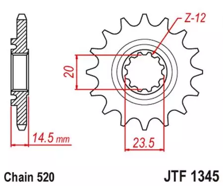 Ritzel vorne JT JTF1345.13RB, 13 Zähne Teilung 520 gummiert-2