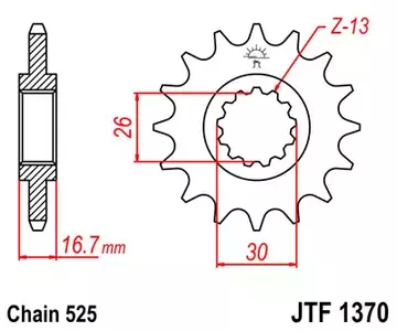 Предно зъбно колело JT JTF1370.14, 14z размер 525 - JTF1370.14