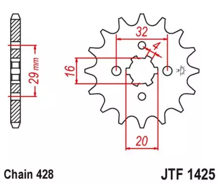 Pignone anteriore JT JTF1425.15, 15z misura 428-2