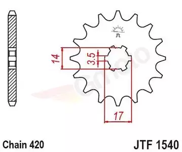Pignone anteriore JT JTF1540.14, 14z misura 420 - JTF1540.14