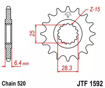 Zębatka przód JT JTF1592.15, 15z rozmiar 520-1