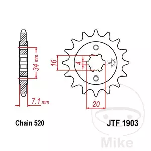 Přední řetězové kolo JT JTF1903.13, 13z velikost 520 - JTF1903.13