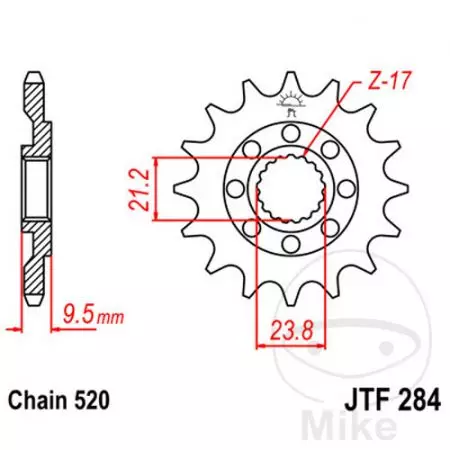 Pinion față JT JTF284.13, 13z dimensiune 520-2