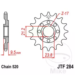 Pinion față JT JTF284.14, 14z dimensiune 520 - JTF284.14