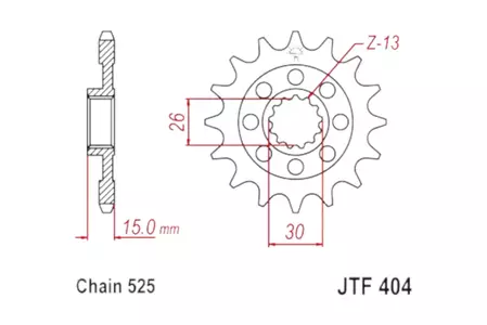 JT eturattaat JTF404.17RB, 17z koko 525 tärinänvaimentimella varustettuna - JTF404.17RB