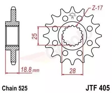 Pignone anteriore JT JTF405.19, 19z misura 525 - JTF405.19