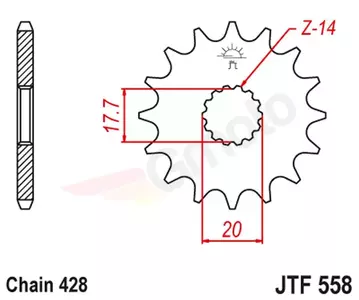 JT priekinė žvaigždutė JTF558.16RB, 16z dydis 428 su vibracijos slopintuvu - JTF558.16RB