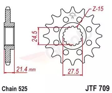 Främre kedjehjul JT JTF709.16, 16z storlek 525