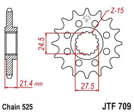 Forreste tandhjul JT JTF709.16, 16z størrelse 525-2