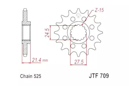 Pignone anteriore JT JTF709.17, 17z misura 525 - JTF709.17