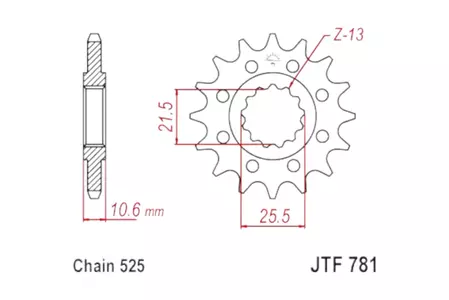 Piñón delantero JT JTF781.14, 14z tamaño 525 - JTF781.14