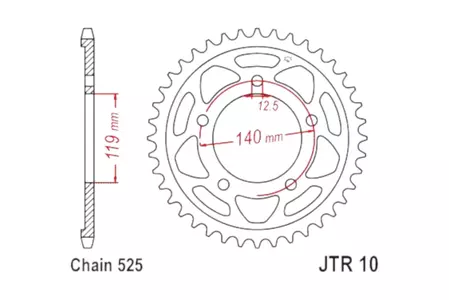 Задно зъбно колело JT JTR10.45, 45z размер 525 - JTR10.45