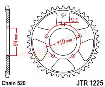 Kettenrad hinten Stahl JT JTR1225.40, 40 Zähne Teilung 520 - JTR1225.40